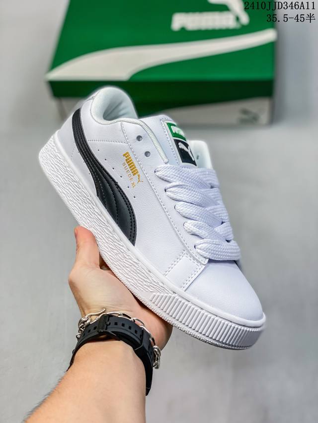 Puma Basket Classic Xxi 合成革 轻便 低帮 板鞋 男女同款 白蓝 白绿 尺码：35.5-45半 编码：10Jjd346A11