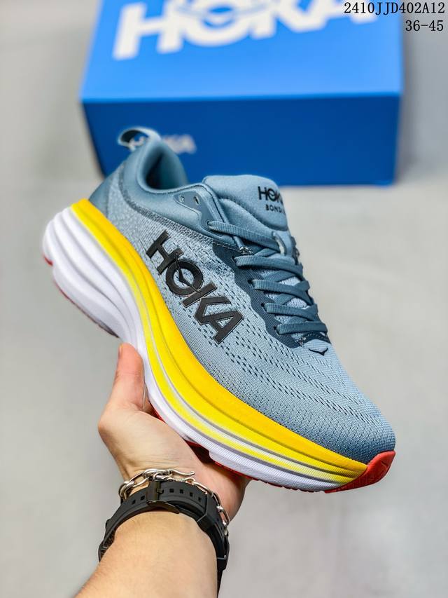 Hoka One One男款秋冬邦代8公路跑鞋bondi 8轻盈缓震透气 尺码：36-45 编码：10Jjd402A12