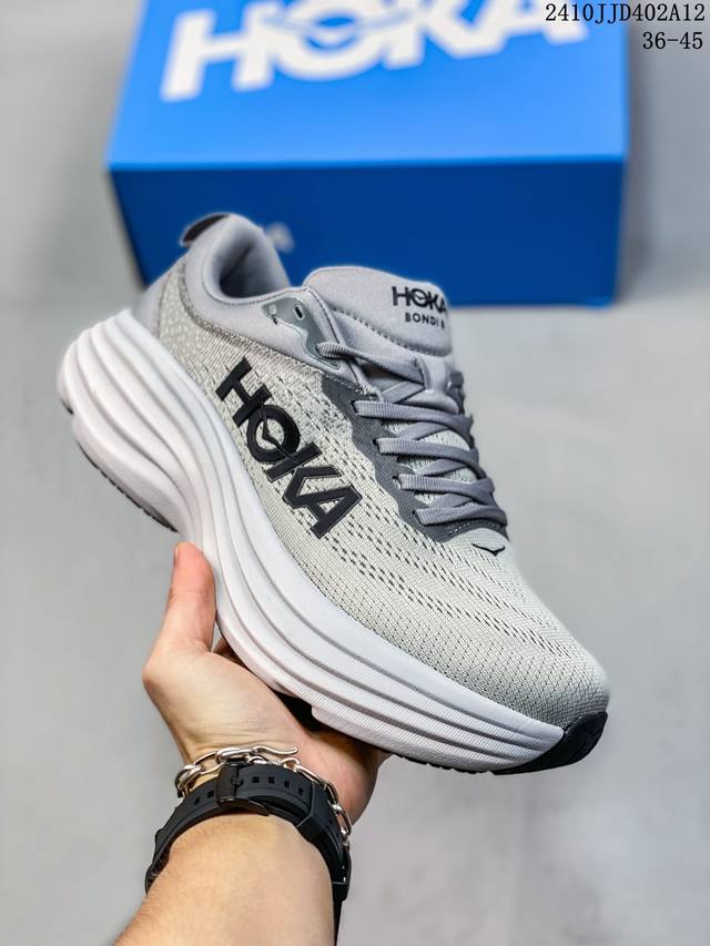 Hoka One One男款秋冬邦代8公路跑鞋bondi 8轻盈缓震透气 尺码：36-45 编码：10Jjd402A12