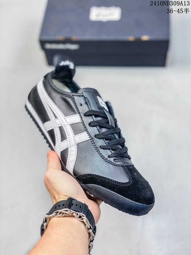 Onitsuka Tiger Mexico 66 阿斯克斯 亚瑟士 鬼冢虎 低帮 白蓝红 减震支撑低邦运动休闲鞋男女同款 这款鞋由皮革制成，具有鞋跟交叉加固设计