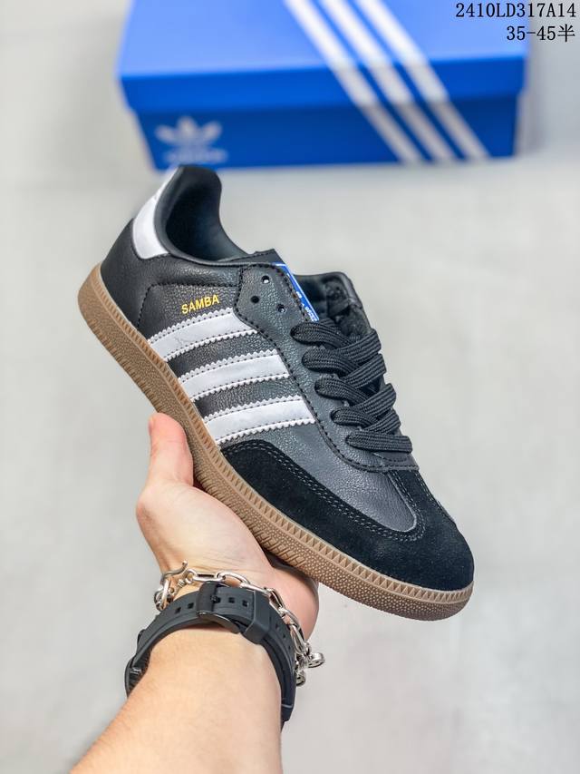 Adidas Originals Samba Og Og 舒适百搭简约防滑耐磨低帮 板鞋 男女款黑棕 尺码：35-45半 编码：10Ld317A14