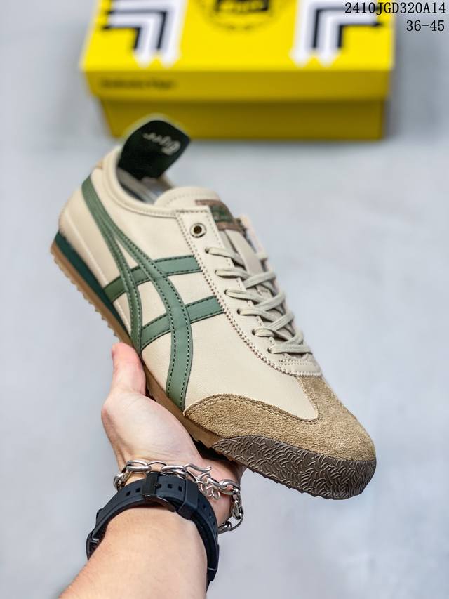 Onitsuka Tiger Mexico 66 阿斯克斯 亚瑟士 鬼冢虎 低帮 白蓝红 减震支撑低邦运动休闲鞋男女同款 这款鞋由皮革制成，具有鞋跟交叉加固设计