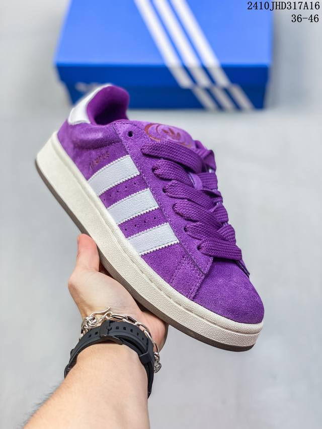 Adidas Originals Campus00S 防滑耐磨低帮板鞋男女同款紫白 尺码：36-46 编码：10Jhd317A16