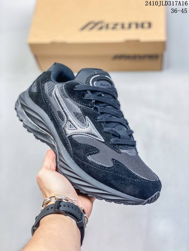 Mizuno Wave Riderβ网布合成革皮革运动舒适减震防滑耐磨透气低帮生活休闲鞋男女同款云白色尺码：36-45 编码：10Jld317A16