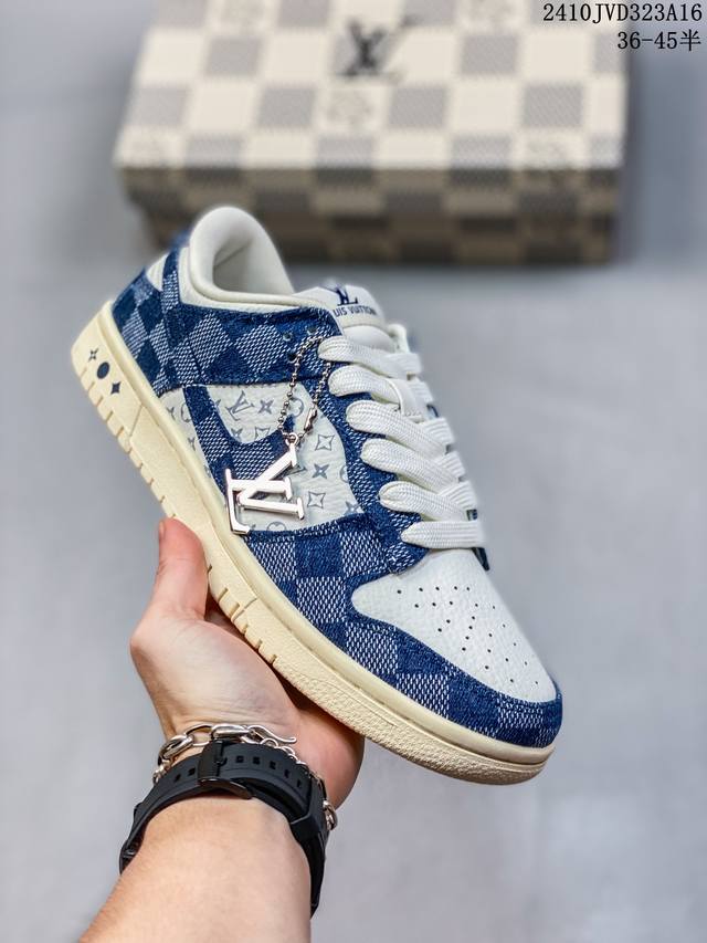 海外爆款限量发售！公司级 Nike Sb Dunk Low“Lv联名 牛仔方格” 周年高端定制 低帮休闲板鞋 定制鞋盒 大厂纯原品质出货 超高清洁度 皮料切割干