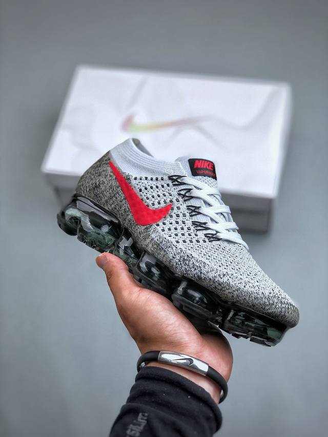 Nike Air Vapormax Flyknit 1.0 Heritage Og 1.0系列低帮针织休闲运动全掌气垫慢跑鞋“针织灰黑红”849558-020