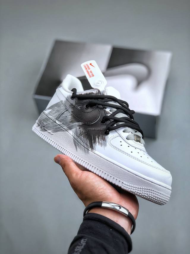 Nike Air Force 1 Low 07 黑色风暴 黑白灰原楦头原纸板 打造纯正低帮空军版型专注外贸渠道 全掌内置蜂窝气垫 原盒配件 原厂中底钢印、拉帮完