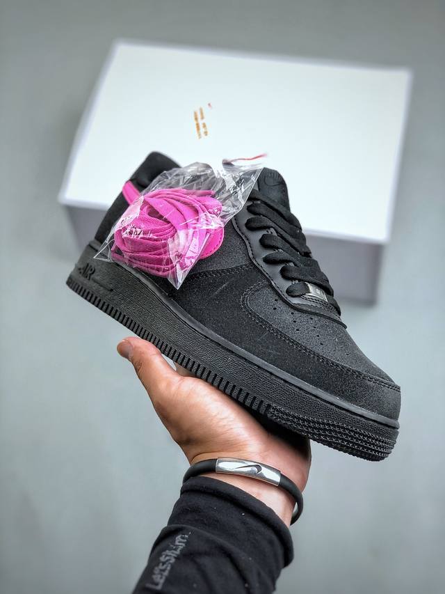 Nike Air Force 1'07 Low 黑粉 空军一号低帮休闲板鞋 Cw 8-111 #定制皮料 定制鞋盒 原楦原纸板 纯正空军版型 内置全掌气垫 尺码