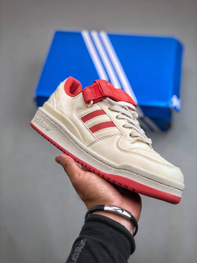 Adidas Originals Forum 84 Adv Low 罗马系列魔术贴低帮复古系带百搭休闲运动板鞋“皮革米白红”Gw4427 尺码：36-45 半