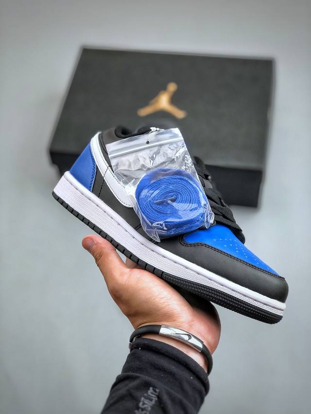 Air Jordan 1 Low 黑蓝 Aj1乔1低帮休闲板鞋 同步官方配色 市场唯一独家头层皮打造 原鞋原档案开发 原厂皮料 原档冲孔鞋头 正确满胶鞋垫 四线