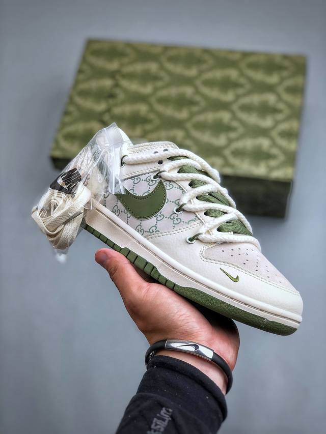 Nk Sb Dunk Low 古驰联名-米绿插花 周年高端定制 低帮休闲板鞋 Xx2025-918 #定制鞋盒 大厂纯原品质出货 超高清洁度 皮料切割干净无任何