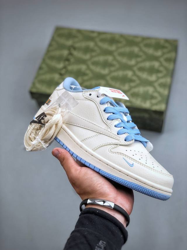 Travis Scott X Fragment Design X Air Jordan 1 Low Og Sp Aj1 乔1 古驰联名-天蓝米白 低帮文化休闲板