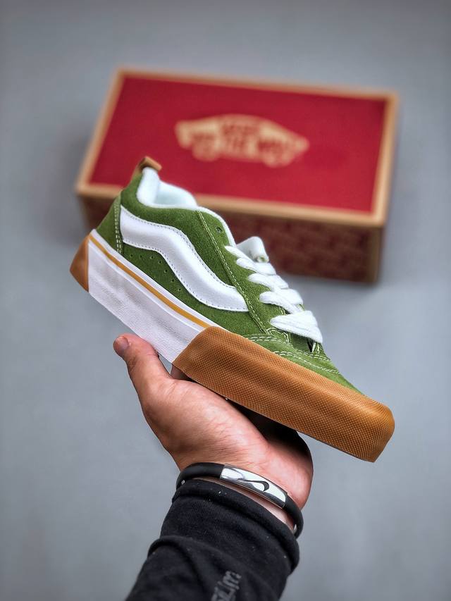 Vans Knu Skool 绿生胶 肥胖版立体大logo 加厚鞋舌 低帮复古休闲硫化面包鞋 尺码：35 -45