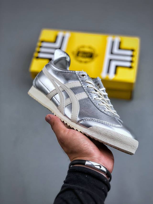 鬼塚虎 Onitsuka Tiger Mexico 66 Sd 墨西哥升级版系列低帮复古经典虎爪百搭休闲皮革慢跑鞋“皮革银米白” 3B955-020 尺码：36