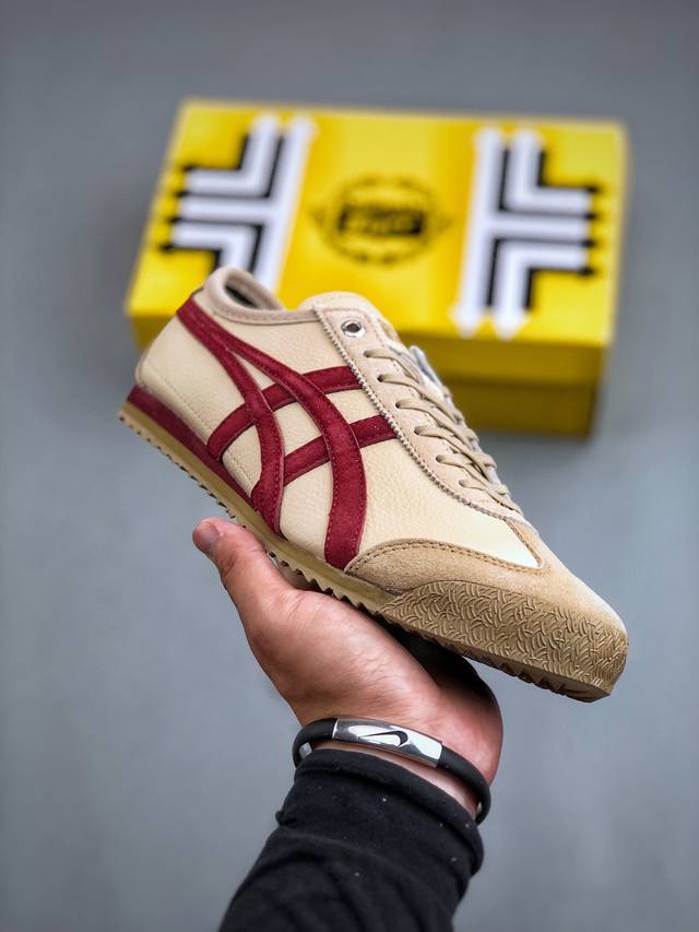 鬼塚虎 Onitsuka Tiger Mexico 66 Sd 墨西哥升级版系列低帮复古经典虎爪百搭休闲皮革慢跑鞋“皮革米白黑橙” 3B301-100 尺码：3