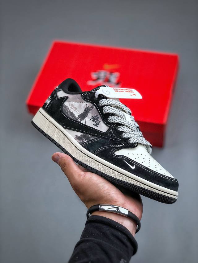 Travis Scott X Fragment Design X Air Jordan 1 Low Og Sp Aj1 乔1 斯图西联名-黑悟空 低帮文化休闲板