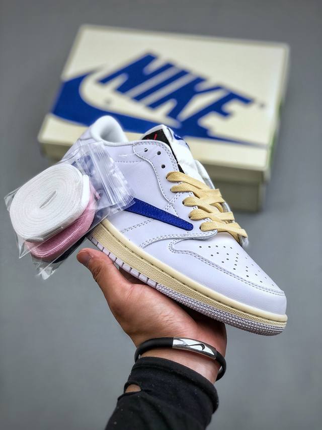 Air Jordan 1 Low 倒钩 “白蓝色” Aj1乔丹一代经典低帮文化百搭休闲运动篮球鞋 采用牛巴磨砂革组合翻毛皮鞋面材质 注胶孔及缜密中底拉帮工艺 内