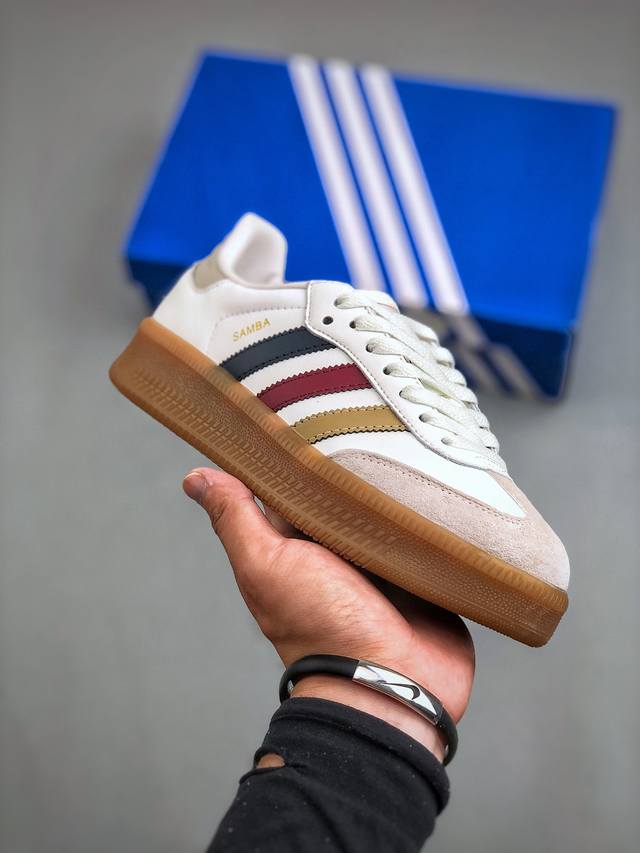 Adidas Samba Xlg White Gold Black 桑巴舞加大厚底版系列德训风百搭松糕休闲运动板鞋 货号：Jl4276尺码：36-45 半