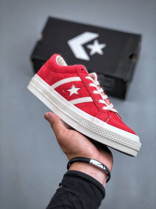 匡威converse One Star Academy Ox Enamel Red 一星系列经典低帮复古麂皮休闲百搭情侣板鞋“一星” 市面上最为正确pu硅蓝中底