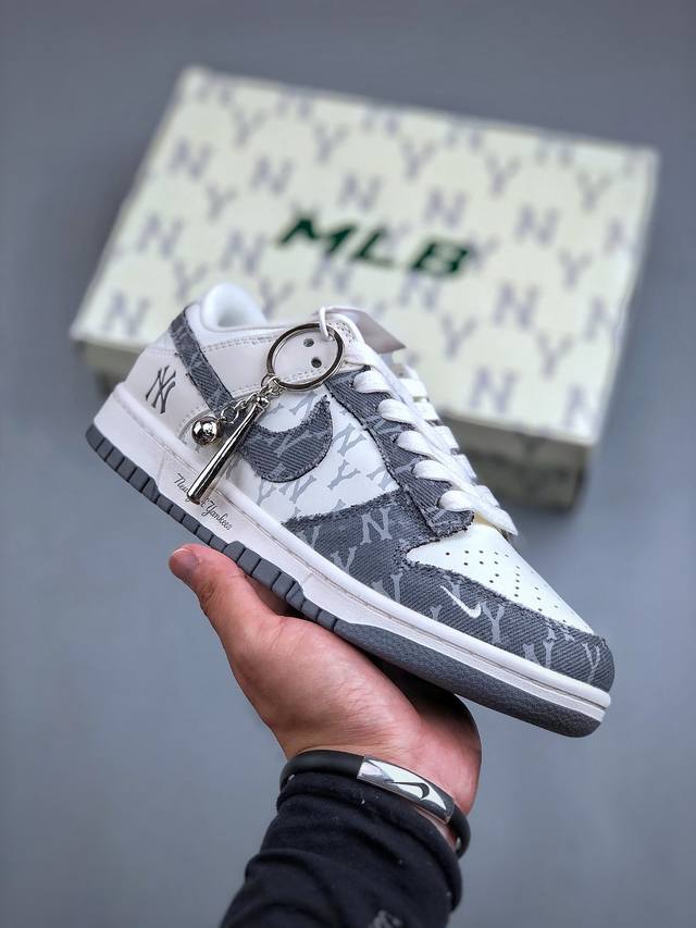 Nike Sb Dunk Low X Mlb 白灰牛仔印花纯原大厂出品 极力推荐原装头层材料 独家版型蒸餾加工帶來的是更好的视觉和脚感体验大厂纯原品质出货 清洁