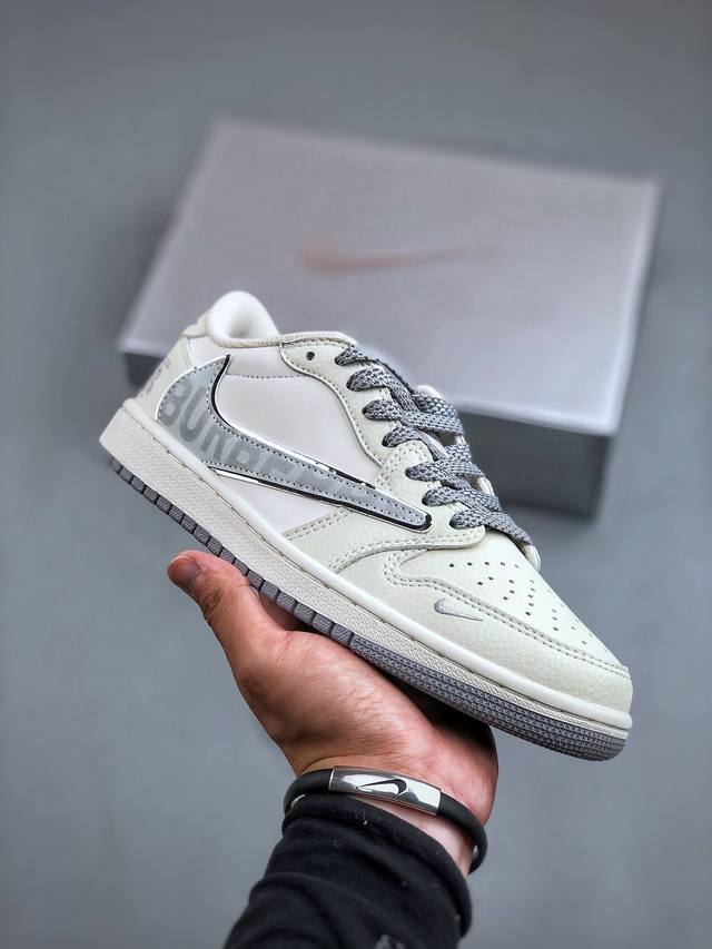 Avis Scott X Fragment Design X Air Jordan 1 Low Og Sp Aj1 乔1 巴宝莉联名-米白银灰 低帮文化休闲板鞋