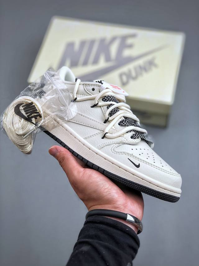 Travis Scott X Fragment Design X Air Jordan 1 Low Og Sp Aj1 乔1 黑logo抽绳 低帮文化休闲板鞋