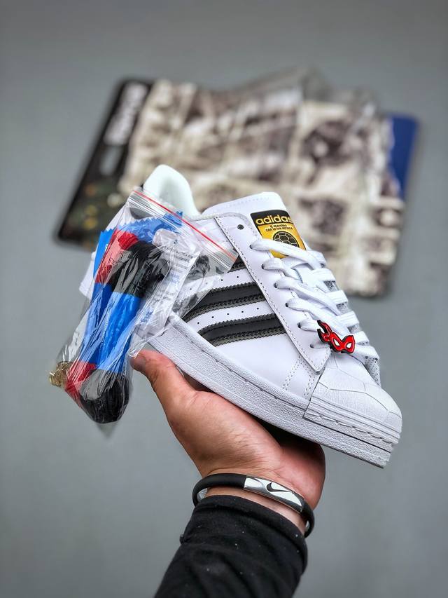 Adidas Originals Superstar 忍者神龟联名款 贝壳头 潮流复古 时尚 舒适透气 耐磨 休闲板鞋 货号:Ef4956 尺码：35-45 半