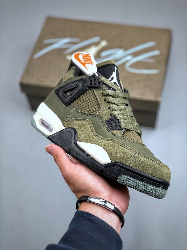 Air Jordan 4 Retro Olive Canvas 军绿 Aj4 乔丹4代篮球鞋原鞋开发原楦原纸板同源开发 完美呈现乔4的版型 内侧正确双色网格 还