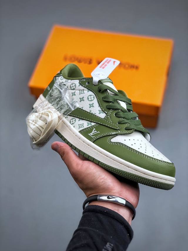 Travis Scott X Nike Air Jordan 1 Low X Louis Vuitton 白绿 Air Jordan 1 Low 反转白绿倒钩