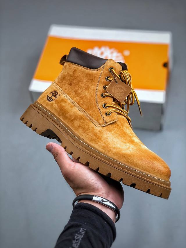 新货#Timberland添柏岚 天伯伦户外中帮休闲大黄靴系列 广东大厂品质 原盒原包装 面料采用意大利顶级磨砂细纹牛皮 搭配防臭防腐真皮乳胶鞋垫 给您完美的穿