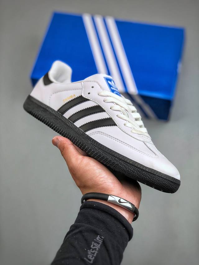 Adidas Originals Samba Og桑巴舞系列绅士德训足球风百搭低帮休闲运动板鞋“皮革白黑底” 货号：Ih4879 尺码：36-45 半