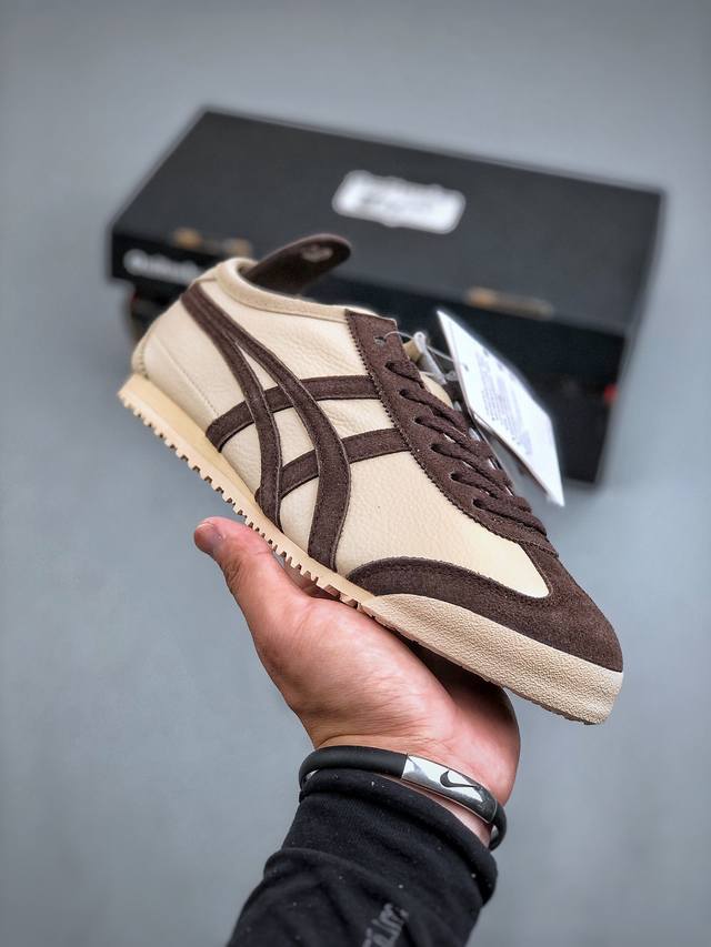 鬼塚虎 Onitsuka Tiger Mexico 66经典墨西哥系列低帮复古经典百搭休闲皮革慢跑鞋“皮革米黄巧克力棕” 3C076-256 尺码：36-45