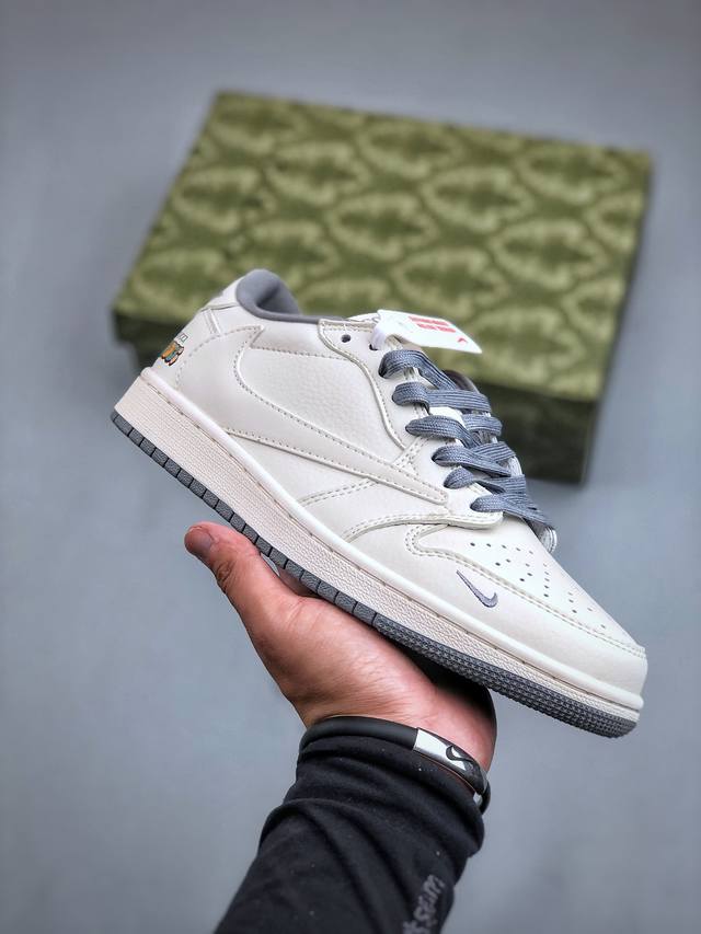 Travis Scott X Nike Air Jordan 1 Low X Gucci 白灰 Air Jordan 1 Low 反转白灰小钩倒钩 纯原版本全鞋