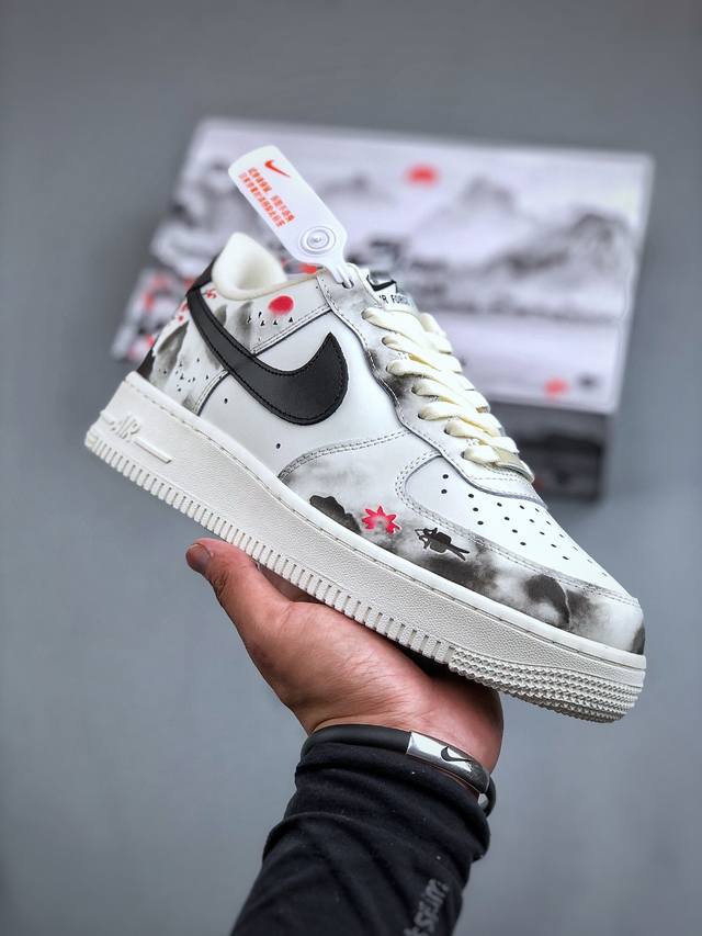 Nike Air Force 1 Low 07 中国风水墨画原楦头原纸板 打造纯正低帮空军版型专注外贸渠道 全掌内置蜂窝气垫 原盒配件 原厂中底钢印、拉帮完美