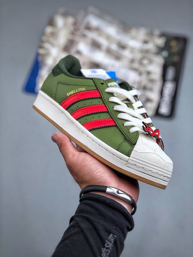 Adidas Originals Superstar 忍者神龟联名款 贝壳头 潮流复古 时尚 舒适透气 耐磨 休闲板鞋 尺码：35-45 半