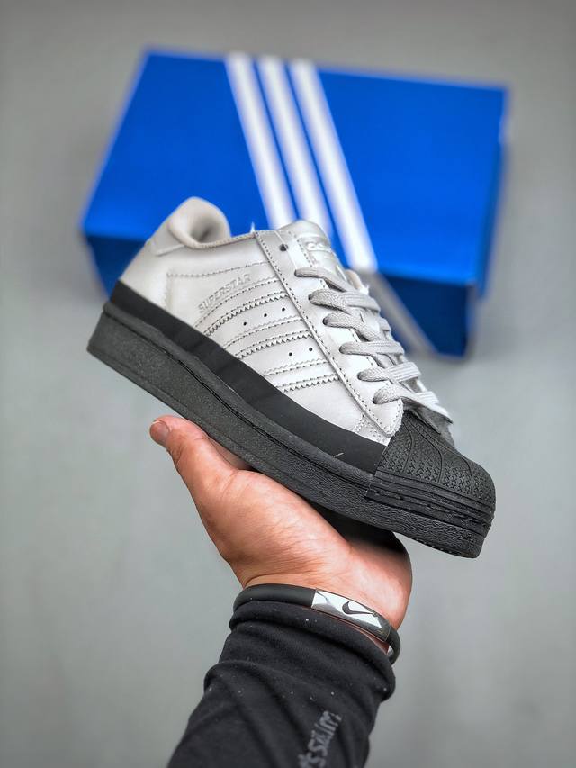 Adidas Originals Superstar 经典贝壳头 “皮革金属银黑”Fw3709 实拍首发渠道正品订单 诠释市场最高工艺水平区别市面普通真标版本，