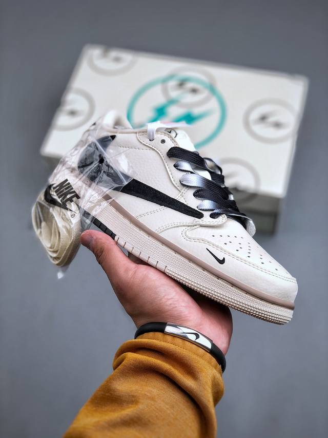 Travis Scott X Fragment Design X Air Jordan 1 Low Og Sp Aj1 乔1 闪电联名-米黑双拼底 低帮文化休闲