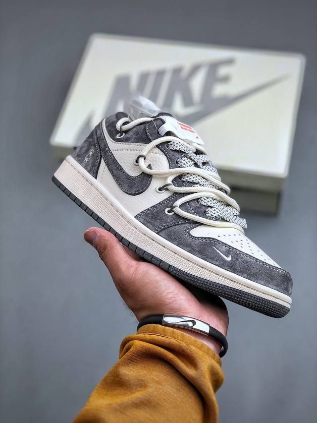 Nike Air Jordan 1 Low Aj1 乔1 暴力熊联名-深灰抽绳猪八 高端定制 低帮复古篮球鞋 Sj9950-018 #定制鞋盒 大厂纯原品质出货