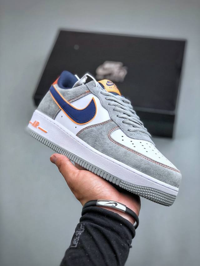 Nike Air Force 1 Mid 07 麂皮灰蓝橙原楦头原纸板 打造纯正中帮空军版型专注外贸渠道 全掌内置蜂窝气垫 原盒配件 原厂中底钢印、拉帮完美 官