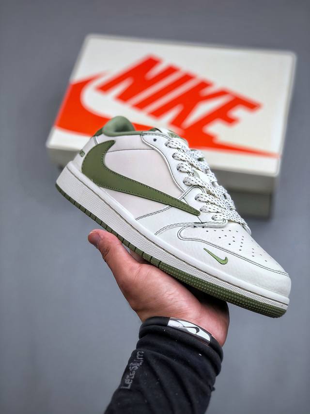 Travis Scott X Fragment Design X Air Jordan 1 Low Og Sp Aj1 乔1 Un联名-米白绿勾 低帮文化休闲板