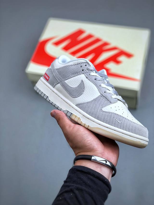 Nike Sb Dunk Low Supreme联名-织布米灰勾 周年高端定制 低帮休闲板鞋定制鞋盒 大厂纯原品质出货 超高清洁度 皮料切割干净无任何毛边 细节