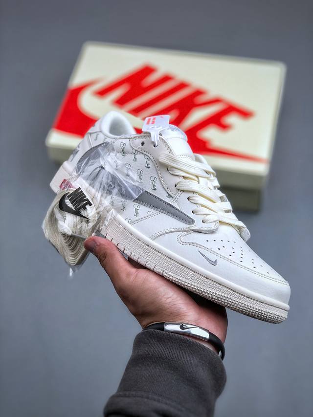 Travis Scott X Fragment Design X Air Jordan 1 Low Og Sp Aj1 乔1 斯图西联名-英文米灰勾 低帮文化休