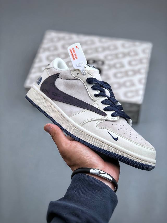 Travis Scott X Fragment Design X Air Jordan 1 Low Og Sp Aj1 乔1 北面联名-米白暗夜紫 低帮文化休闲