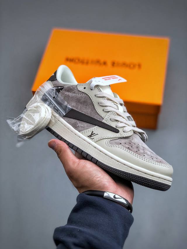 Travis Scott X Fragment Design X Jordan Air Jordan 1 Low Og Sp Aj1 乔1 Lv联名-卡布奇诺