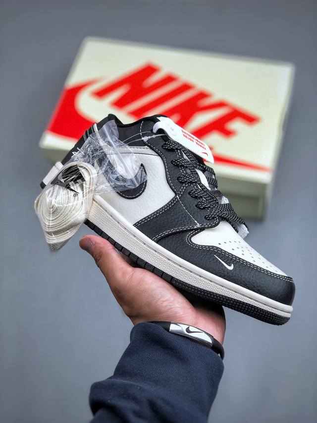 Air Jordan 1 Low Aj1 乔1 斯图西联名-米黑缝线 高端定制 低帮复古篮球鞋 Cf 8-023 #定制鞋盒 大厂纯原品质出货 超高清洁度 皮料