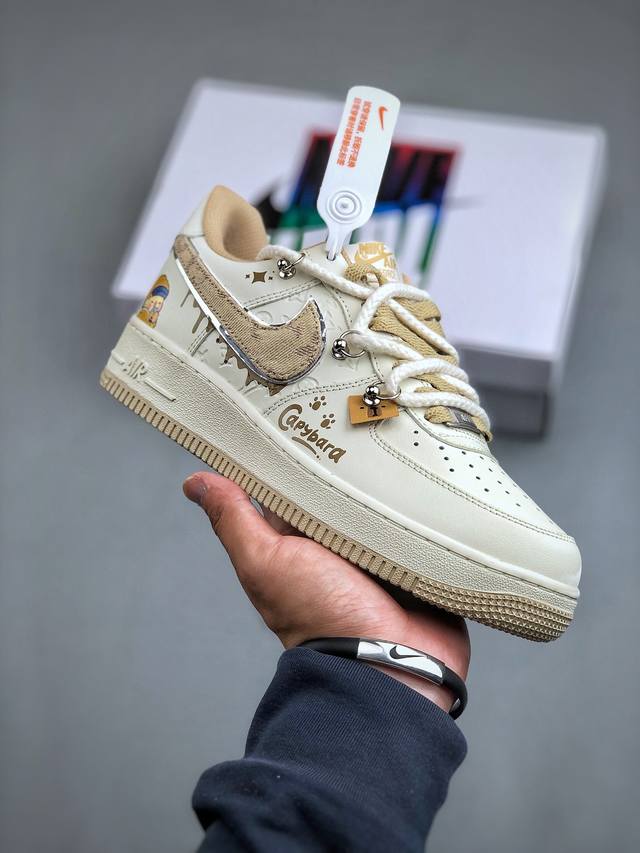 Nk Air Force 1 Low X Capybara Pearl Girl 卡皮巴拉系列-珍珠少女 空军一号绑带低帮休闲运动板鞋 Lv0506-505 #