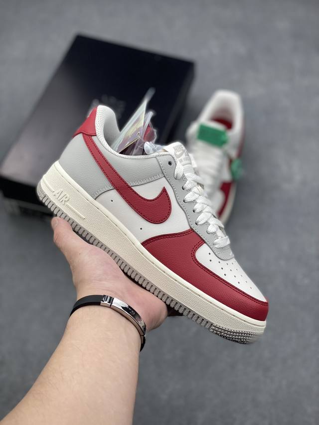 Hy版本 Nike Air Force 1 Low 白灰红 空军一号低帮运动休闲板鞋 原楦头原纸板 打造纯正空军版型 专注外贸渠道 全掌内置蜂窝气垫 原盒配件