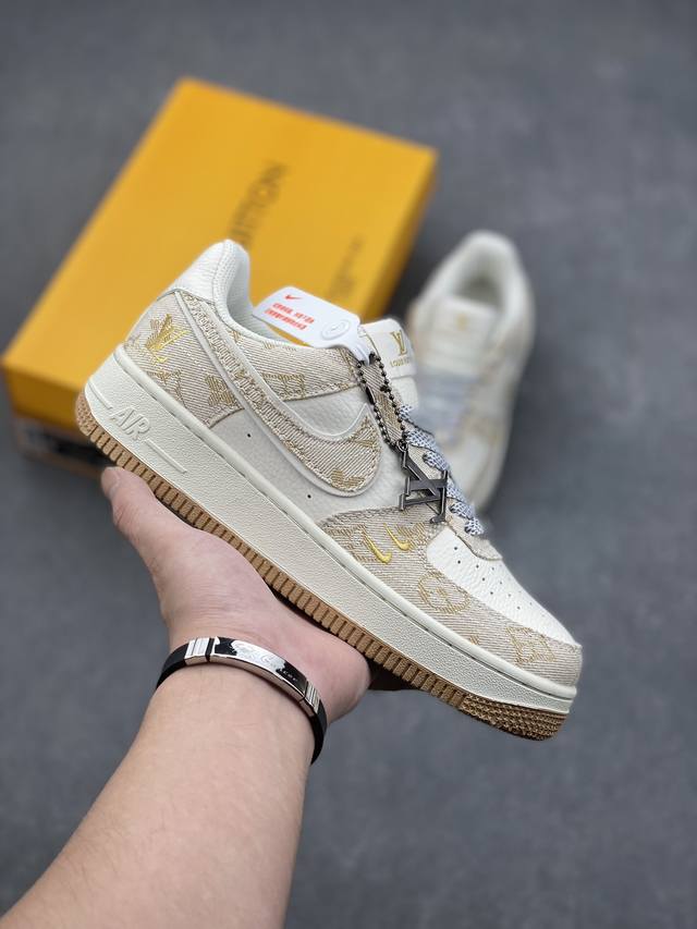 海外限量发售！公司级nike Air Force 1 '07 Low “Lv联名--卡其小双勾”空军一号 低帮 运动鞋 休闲鞋 折边针车 工艺难度大 原楦头原纸