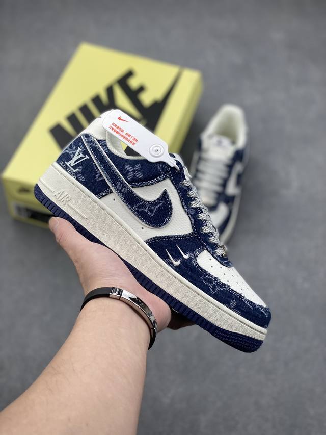 海外限量发售！公司级nike Air Force 1 '07 Low “Lv联名--深海蓝”空军一号 低帮 运动鞋 休闲鞋 折边针车 工艺难度大 原楦头原纸板