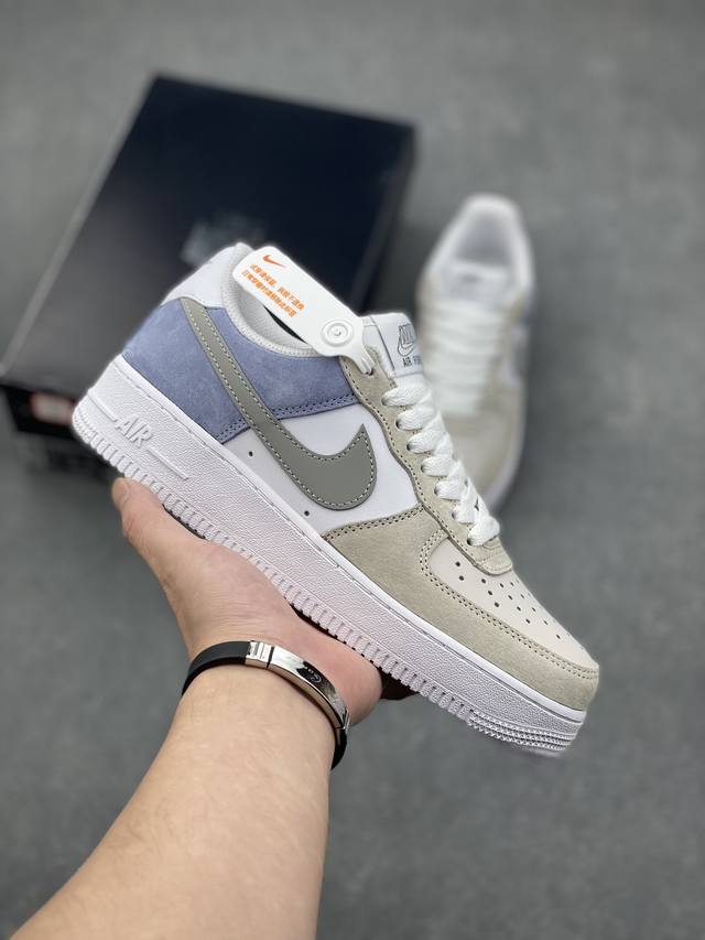 公司级 Nike Air Force 1 Low 07 白灰紫配色 空军一号低帮休闲板鞋 原厂麂皮 原楦原纸板 纯正版型 正品nfc感应芯片 高清洁度 内置全掌